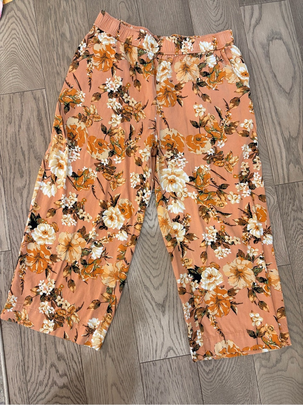 Jules & Leopold Peach Floral Wide-Leg Kids Bottoms